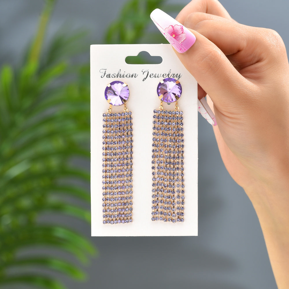 Elegant Glam Shiny Rhinestones Women'S Drop Earrings