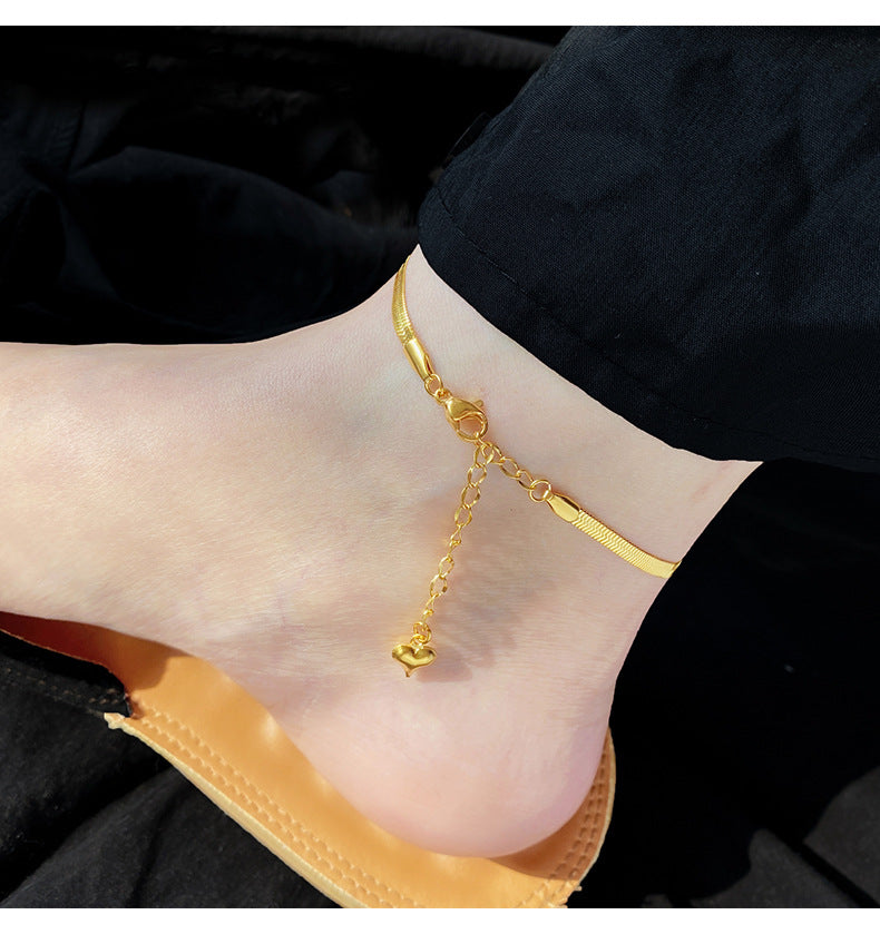 Retro Elegant Anklet with Round Zircon by Titanium Steel 18K Gold Plated or Silver Plated