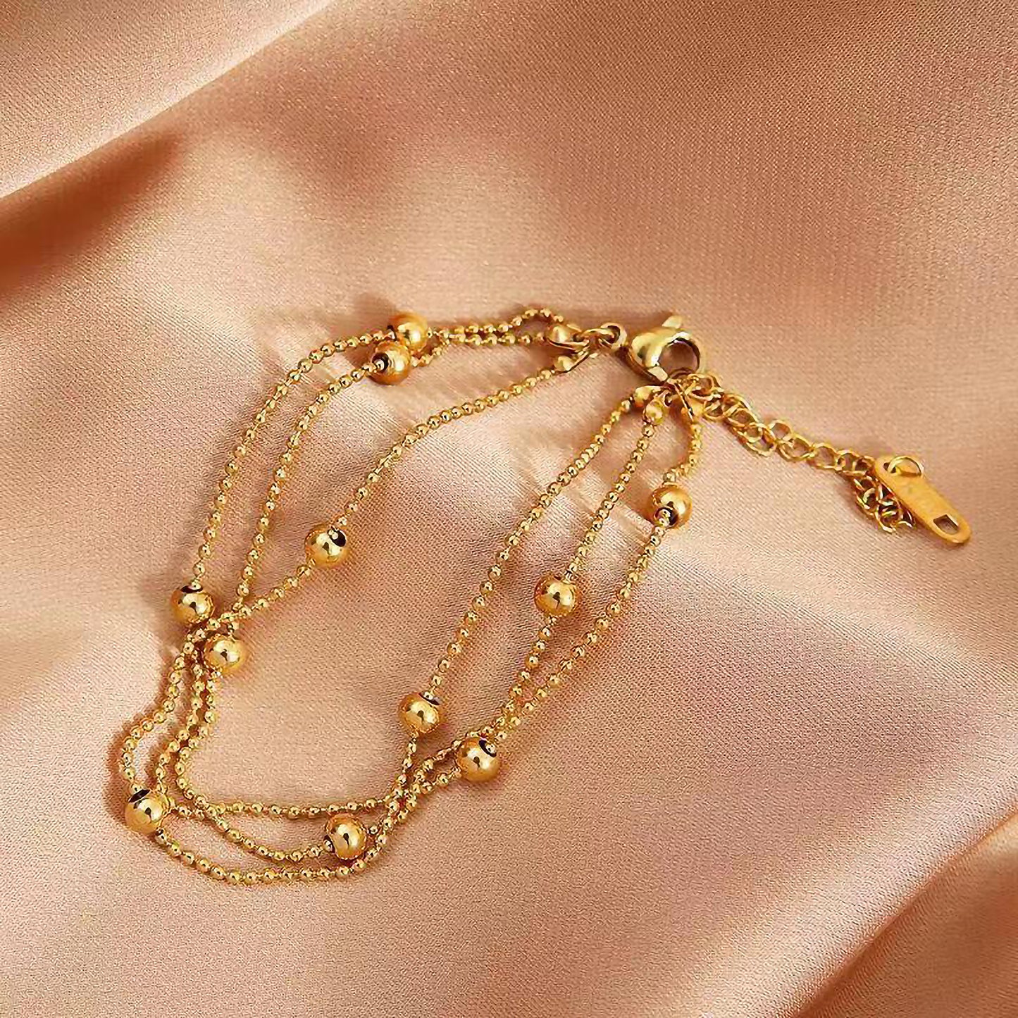 Hip-Hop Vintage Style Round, Stainless Steel, 18K Gold Plated Anklet