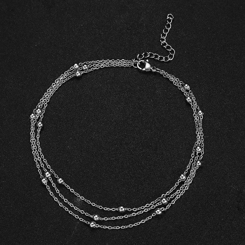 Hip-Hop Vintage Style Round, Stainless Steel, 18K Gold Plated Anklet