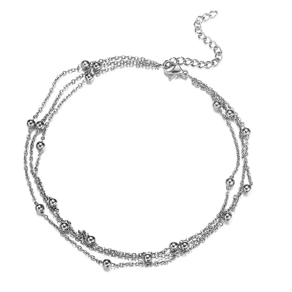 Hip-Hop Vintage Style Round, Stainless Steel, 18K Gold Plated Anklet