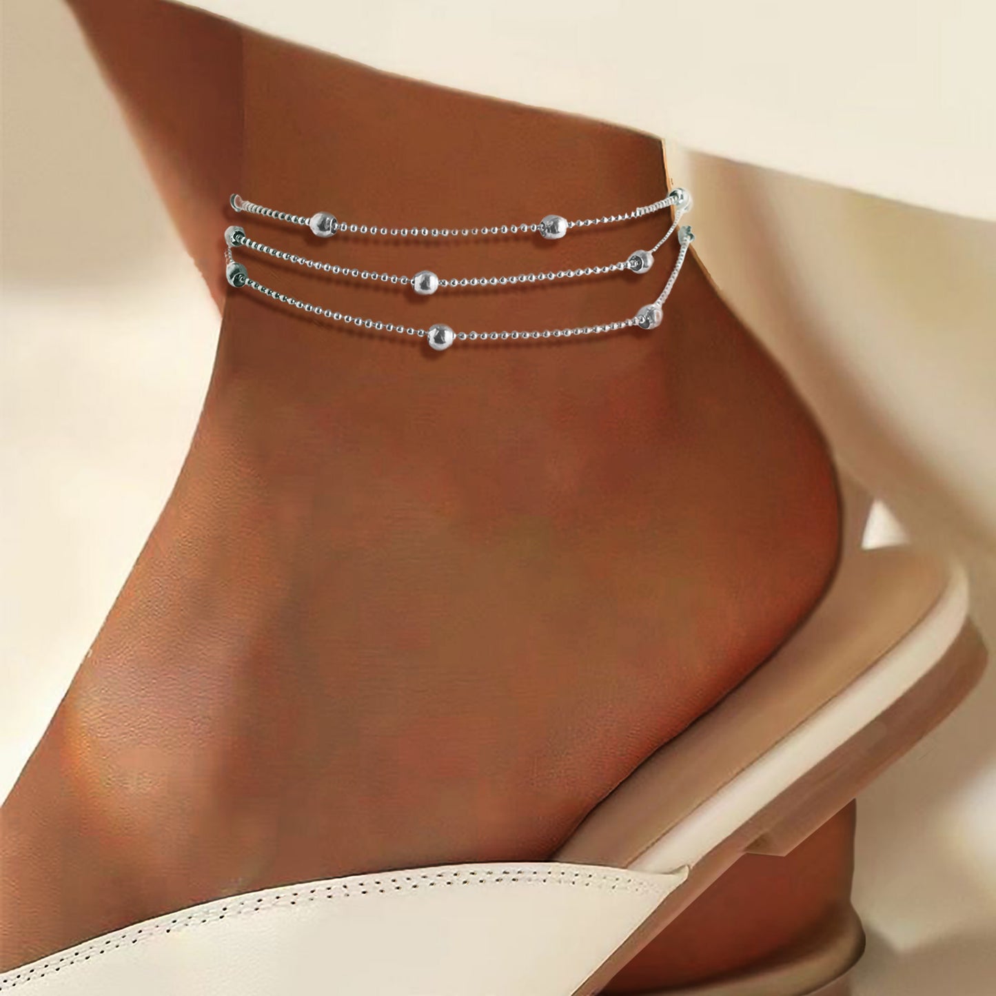 Hip-Hop Vintage Style Round, Stainless Steel, 18K Gold Plated Anklet