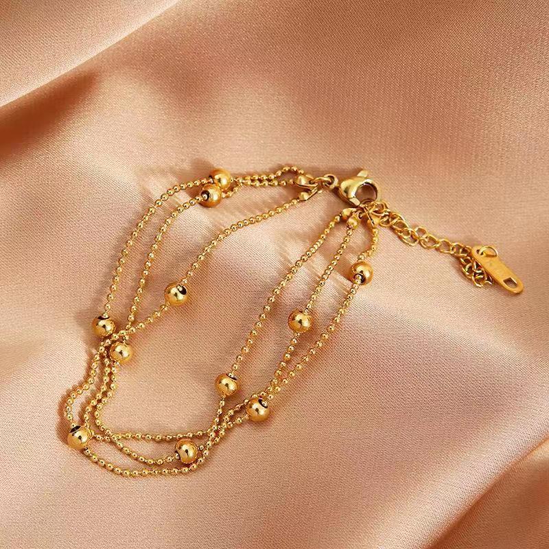 Hip-Hop Vintage Style Round, Stainless Steel, 18K Gold Plated Anklet