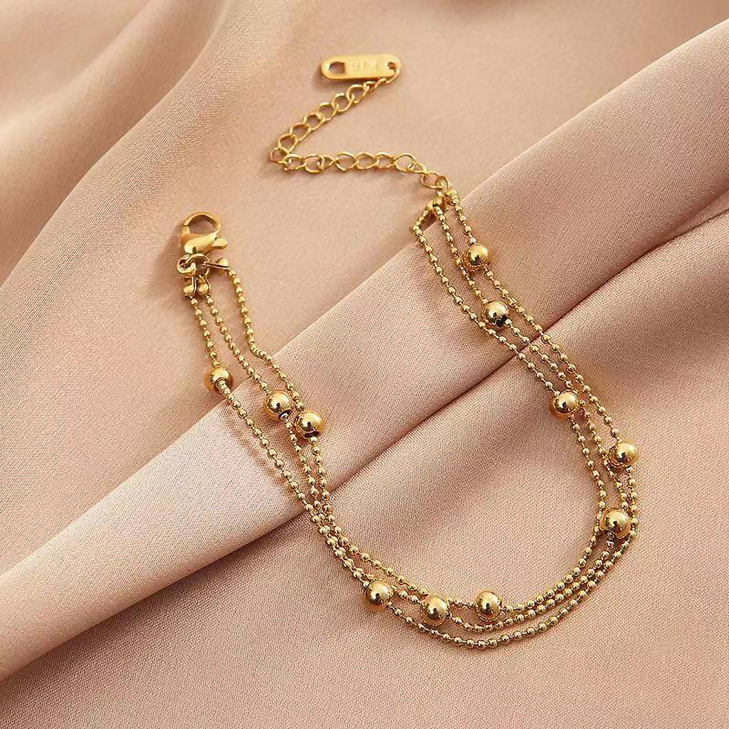 Hip-Hop Vintage Style Round, Stainless Steel, 18K Gold Plated Anklet