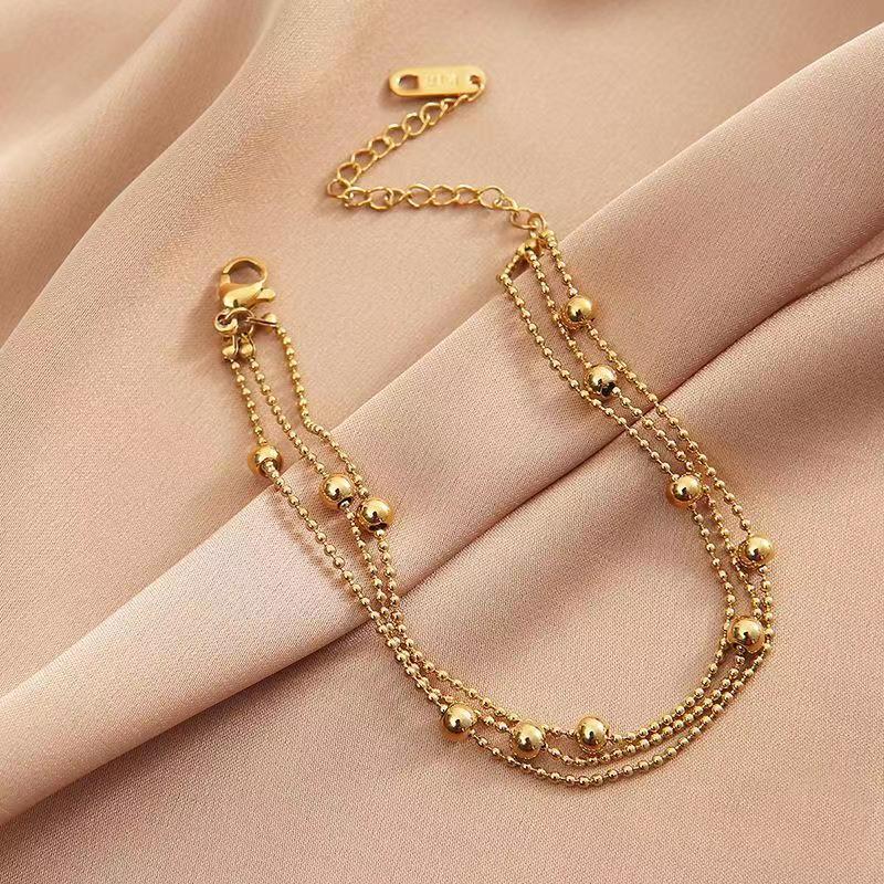 Hip-Hop Vintage Style Round, Stainless Steel, 18K Gold Plated Anklet