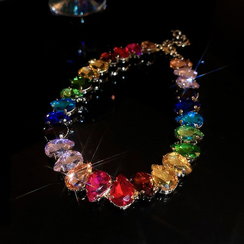 Elegant Luxurious Brass Plating 14K Gold Plated Necklace with Inlay Artificial Crystal