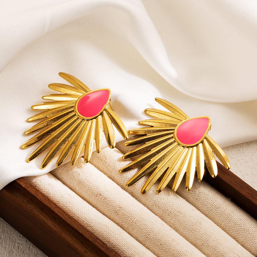 Ig Style Flower Enamel Stainless Steel Ear Studs