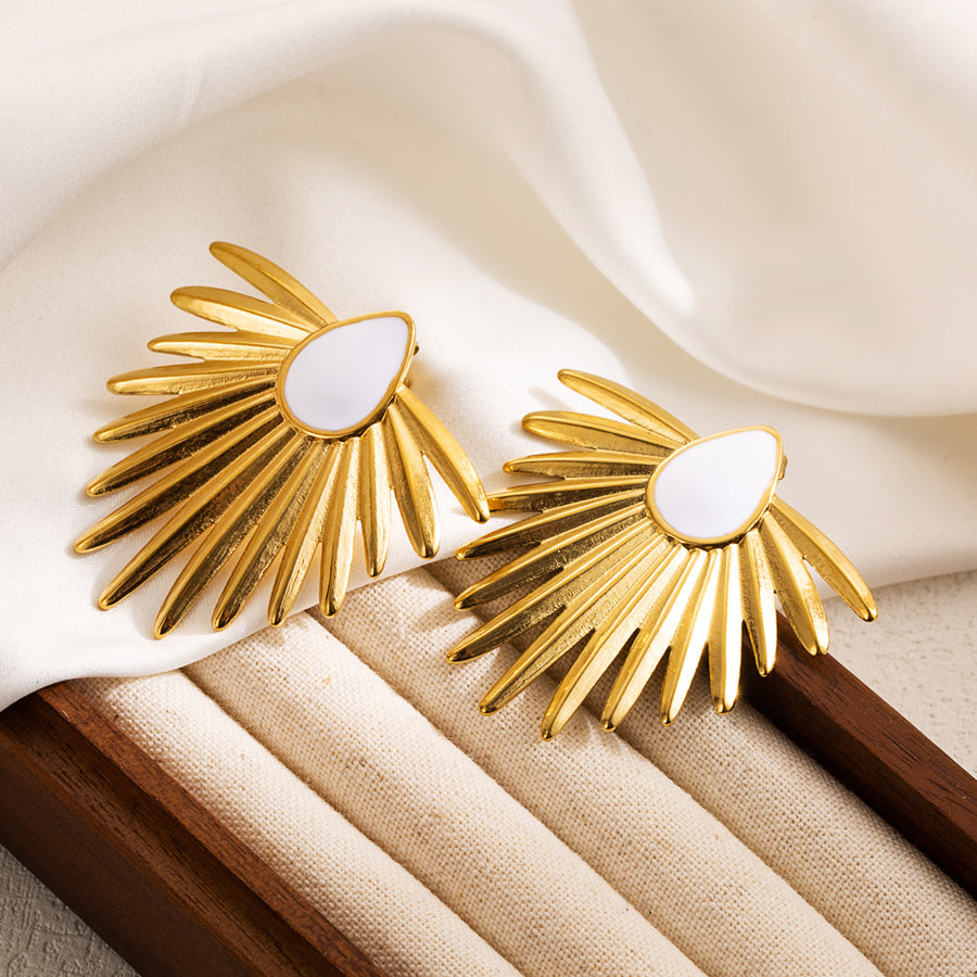 Ig Style Flower Enamel Stainless Steel Ear Studs