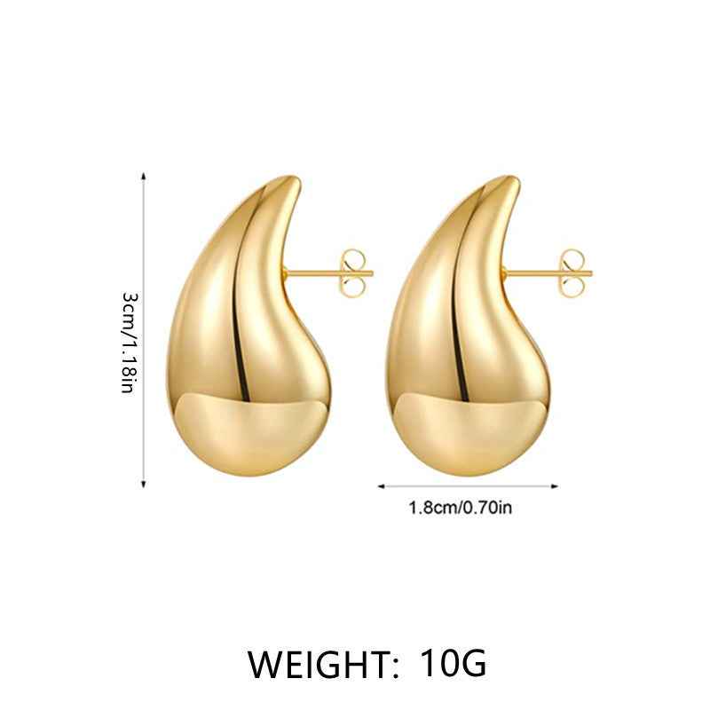 Simple Style Water Droplets Plating Alloy Ear Studs, pack of 2 pairs