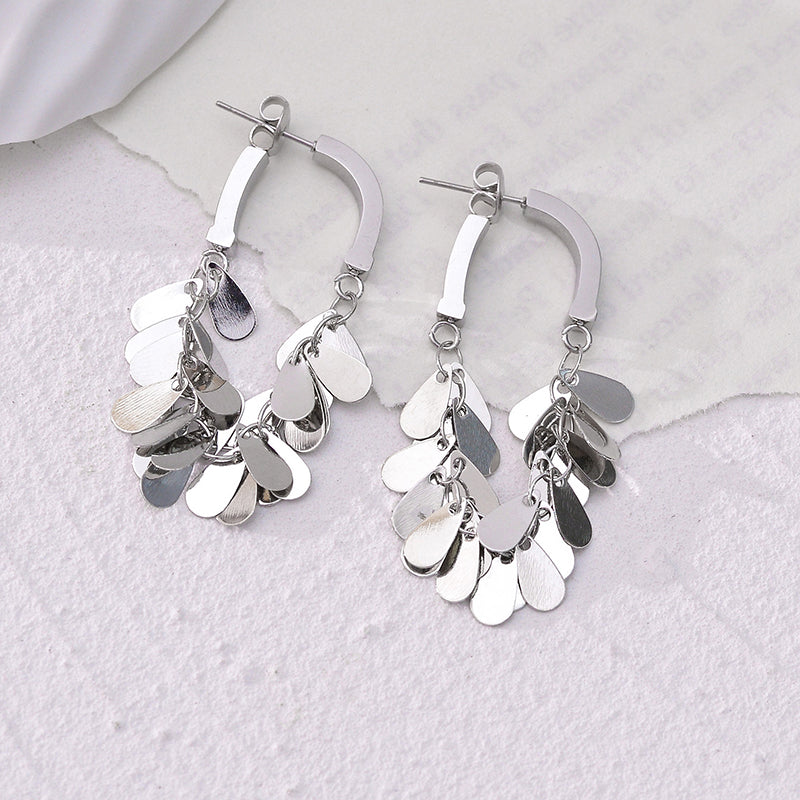 Water Droplets Solid Color Plating Stainless Steel 18K Gold Plated Drop Earrings