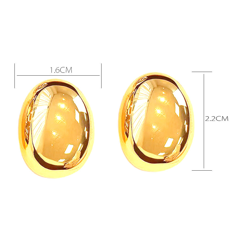 Oval Plating Alloy 18K Gold Plated Ear Studs