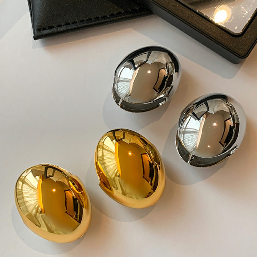 Oval Plating Alloy 18K Gold Plated Ear Studs