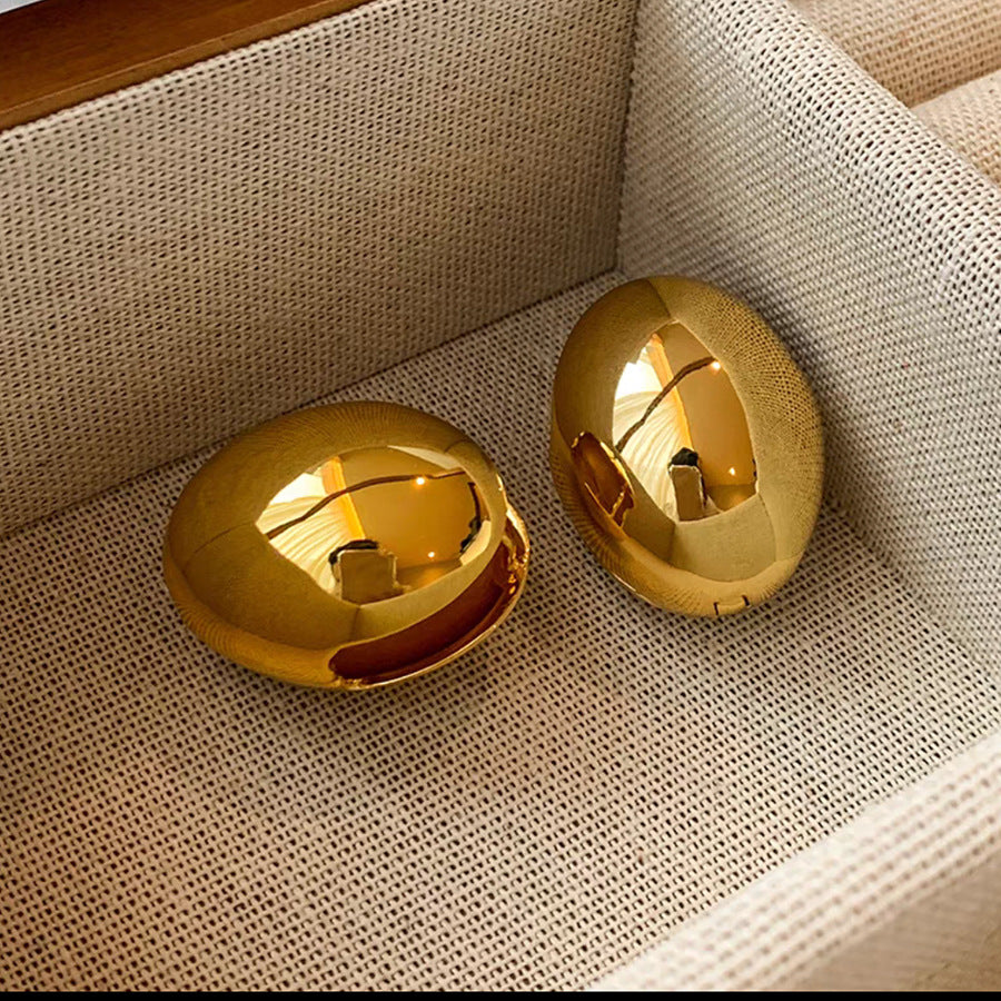 Oval Plating Alloy 18K Gold Plated Ear Studs