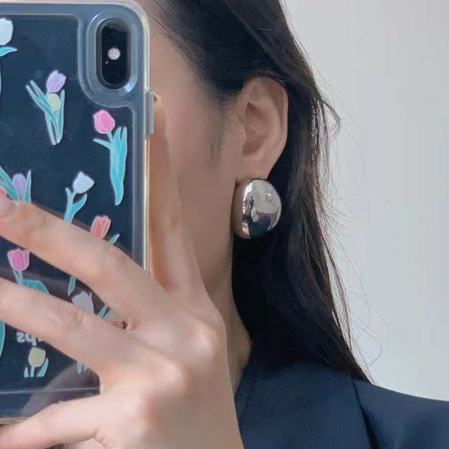 Oval Plating Alloy 18K Gold Plated Ear Studs