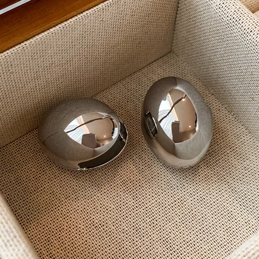 Oval Plating Alloy 18K Gold Plated Ear Studs