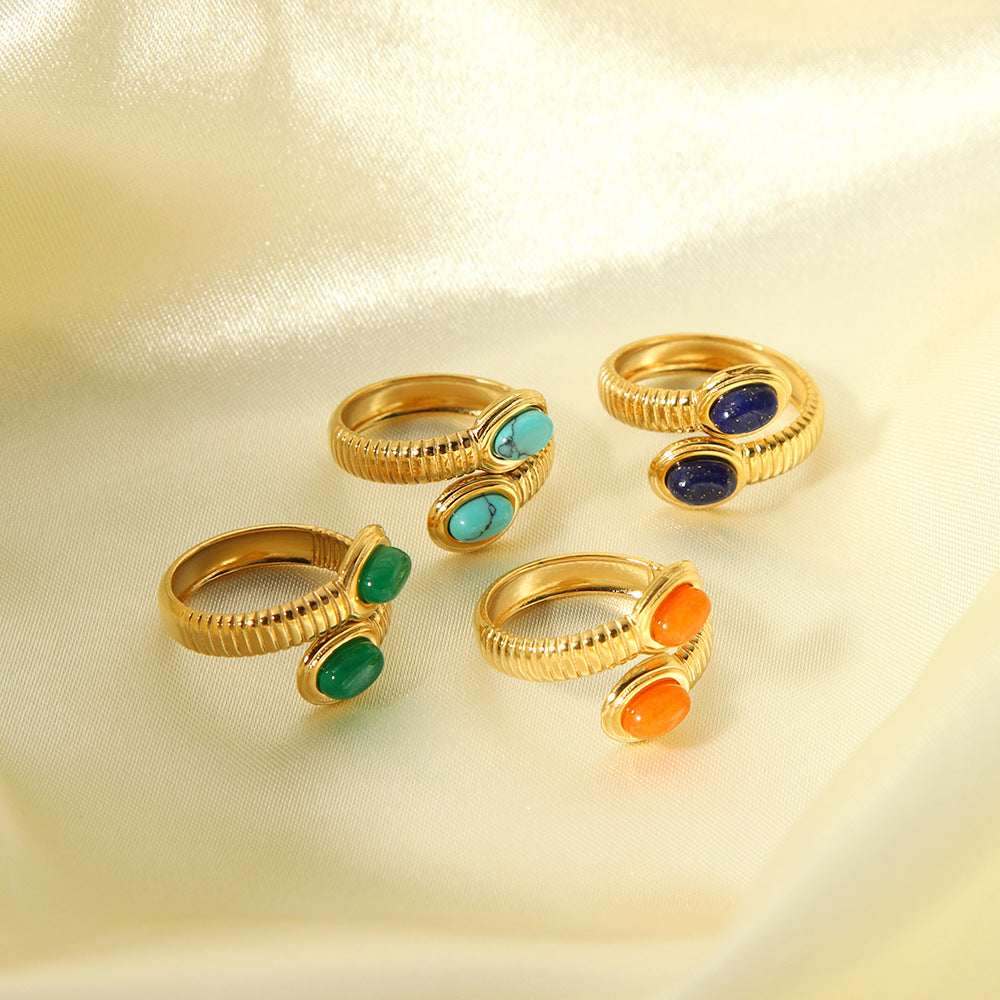 304 Stainless Steel 18K Gold Plated Modern Style Plating Snake Open Rings