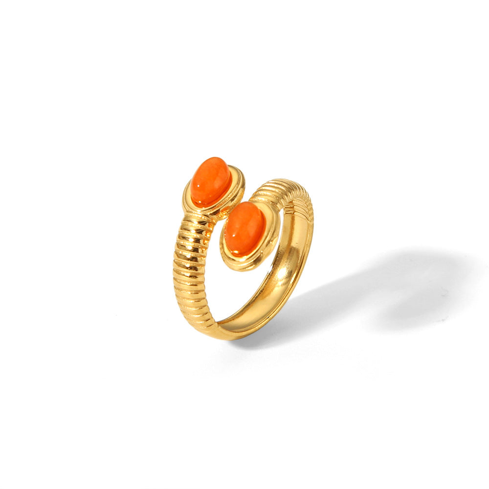 304 Stainless Steel 18K Gold Plated Modern Style Plating Snake Open Rings