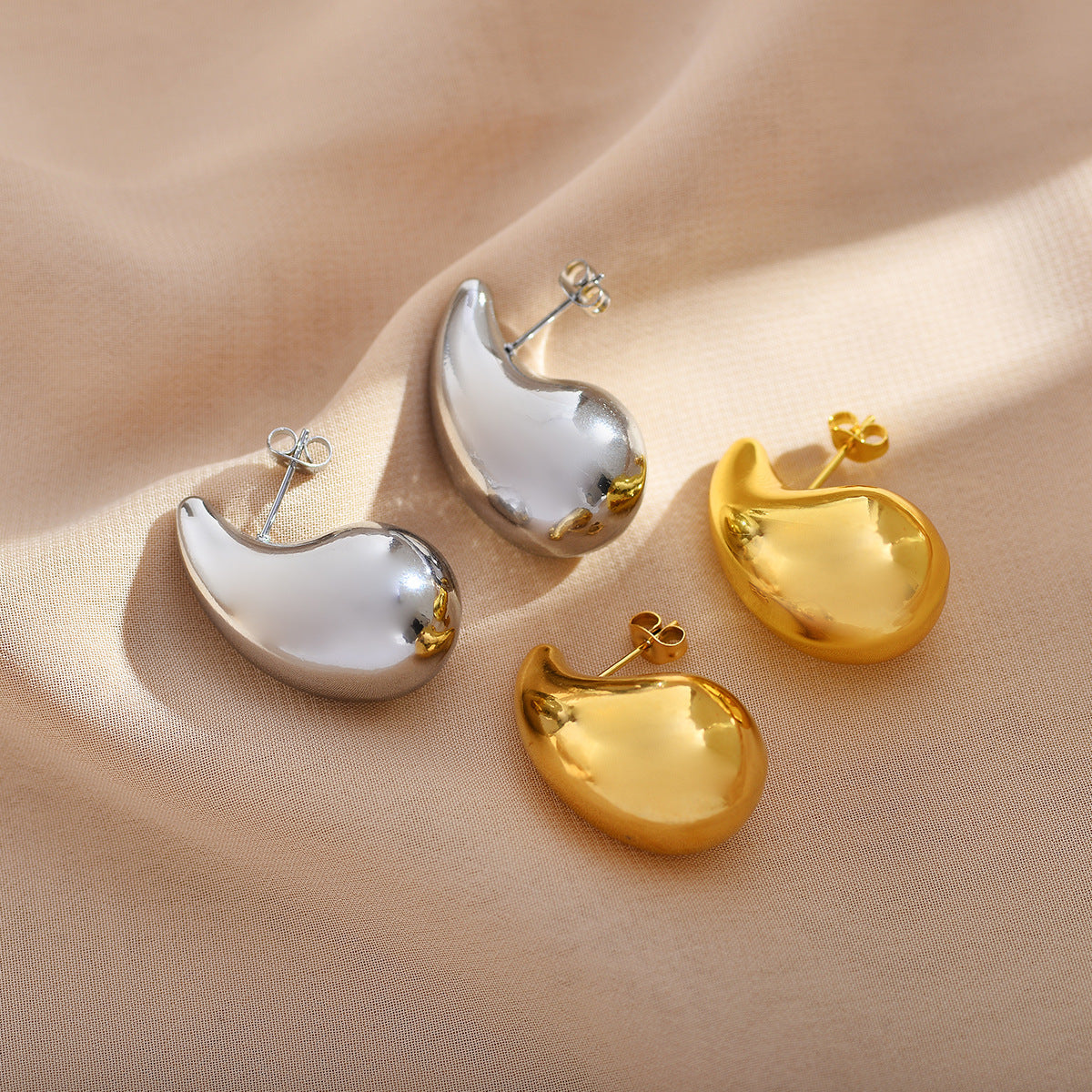 Water Droplets Stainless Steel Ear Studs