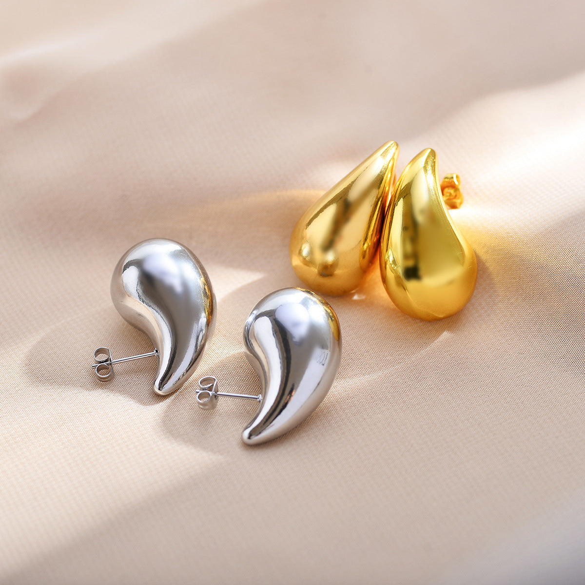 Water Droplets Stainless Steel Ear Studs