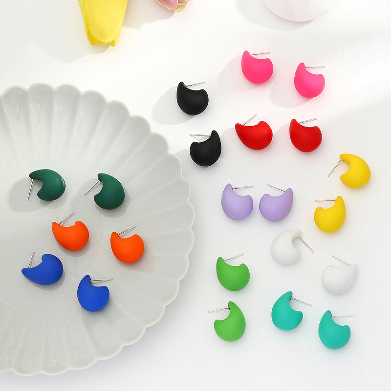 Sweet Simple Style Small Water Droplets Plastic Resin Ear Studs, pack of 2 pairs