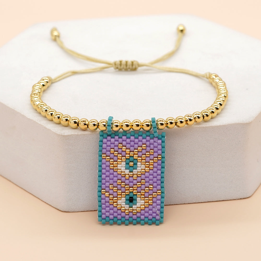 Retro Heart Shape Crown Eye Glass Copper Beaded Bracelets