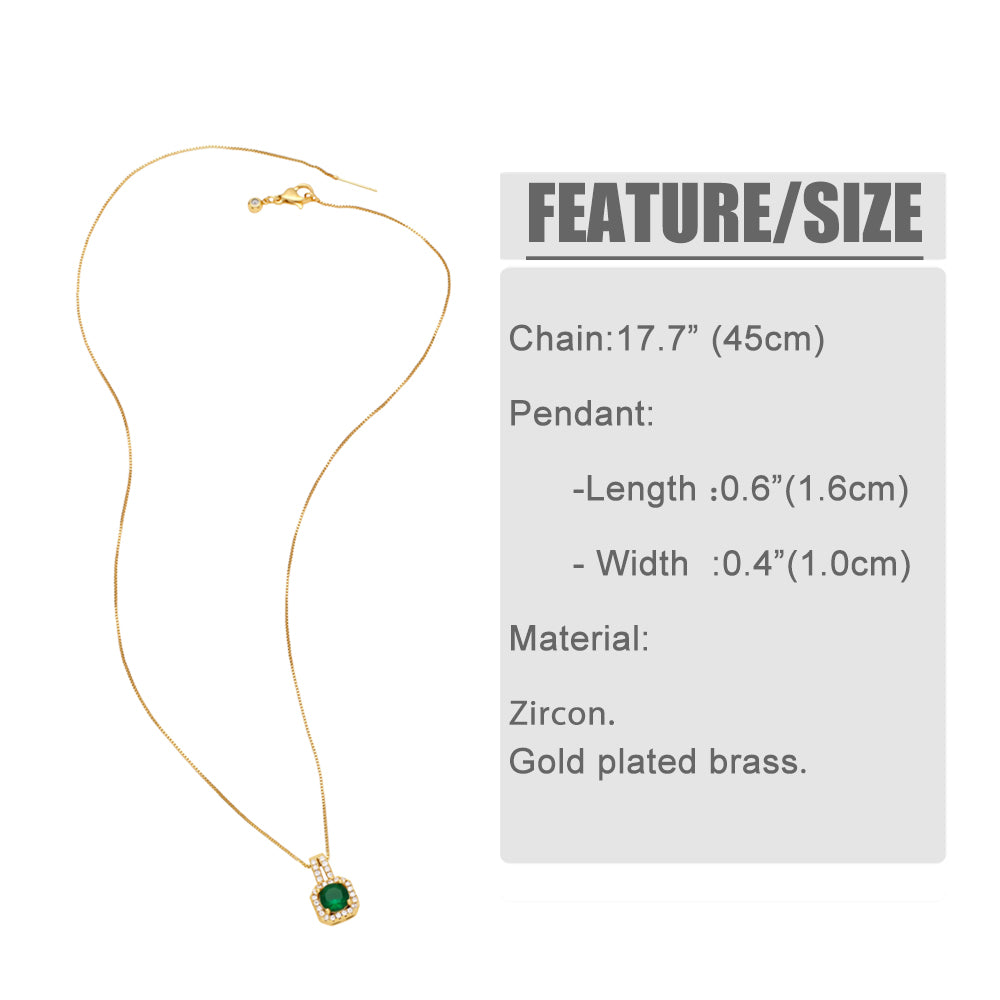 Simple Style Streetwear Square Copper Plating Inlay Zircon 18K Gold Plated Pendant Necklace