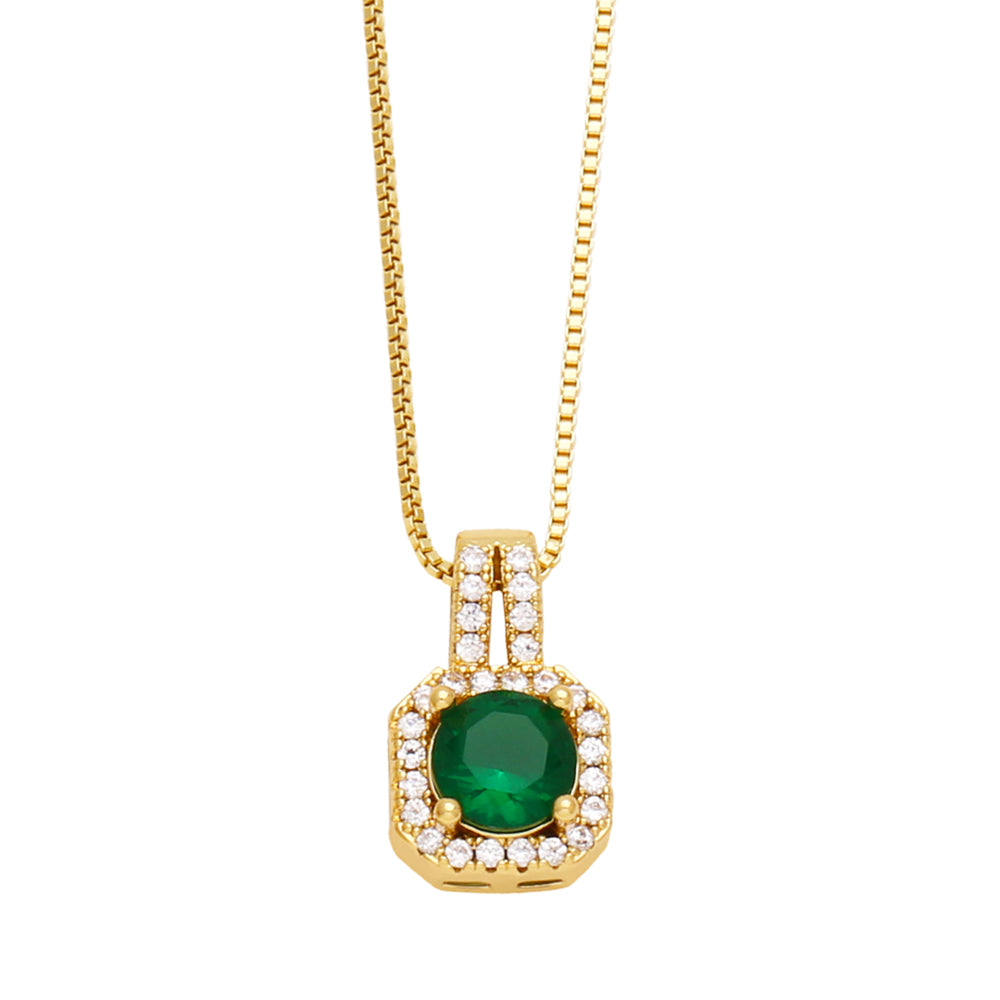 Simple Style Streetwear Square Copper Plating Inlay Zircon 18K Gold Plated Pendant Necklace
