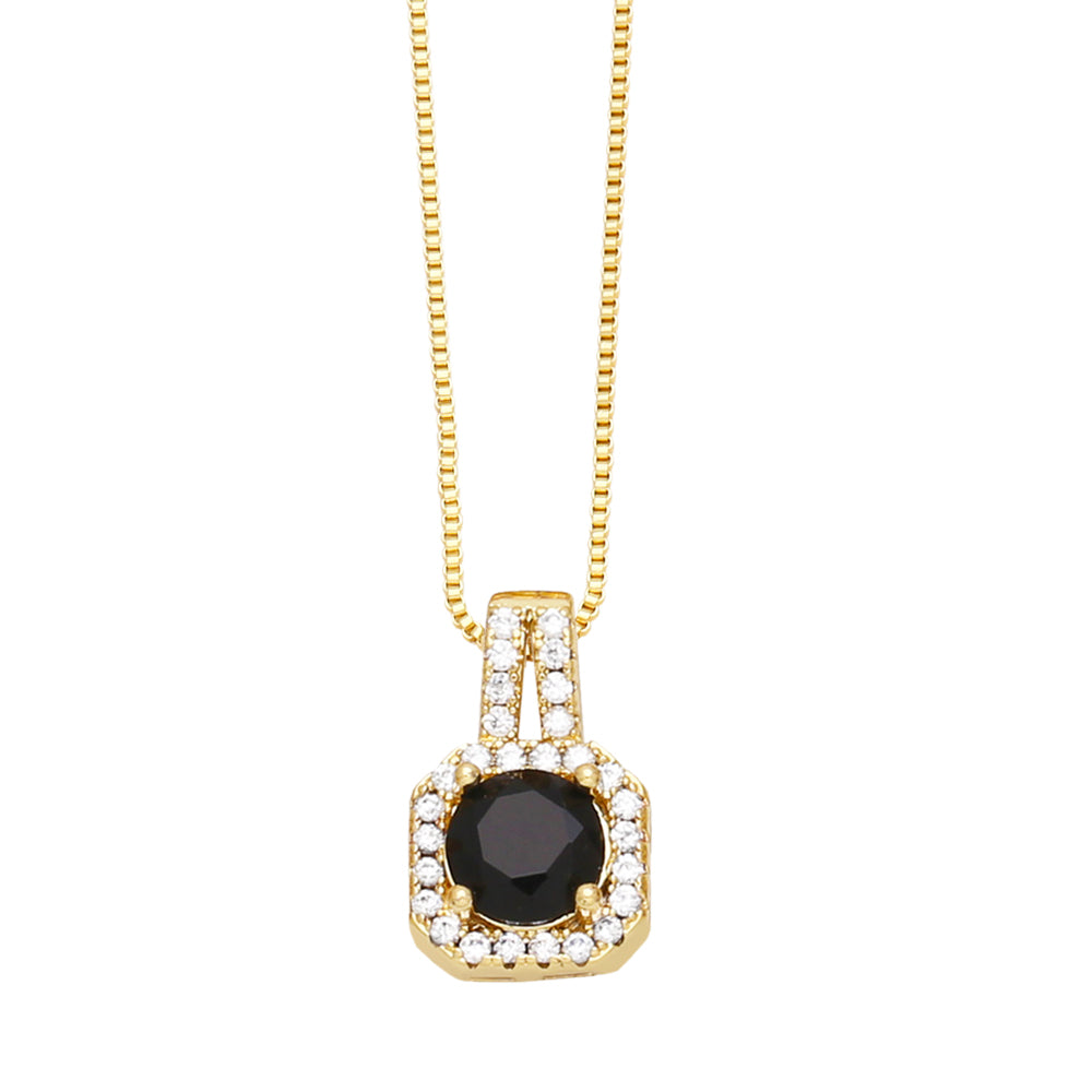 Simple Style Streetwear Square Copper Plating Inlay Zircon 18K Gold Plated Pendant Necklace