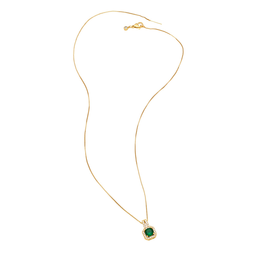 Simple Style Streetwear Square Copper Plating Inlay Zircon 18K Gold Plated Pendant Necklace