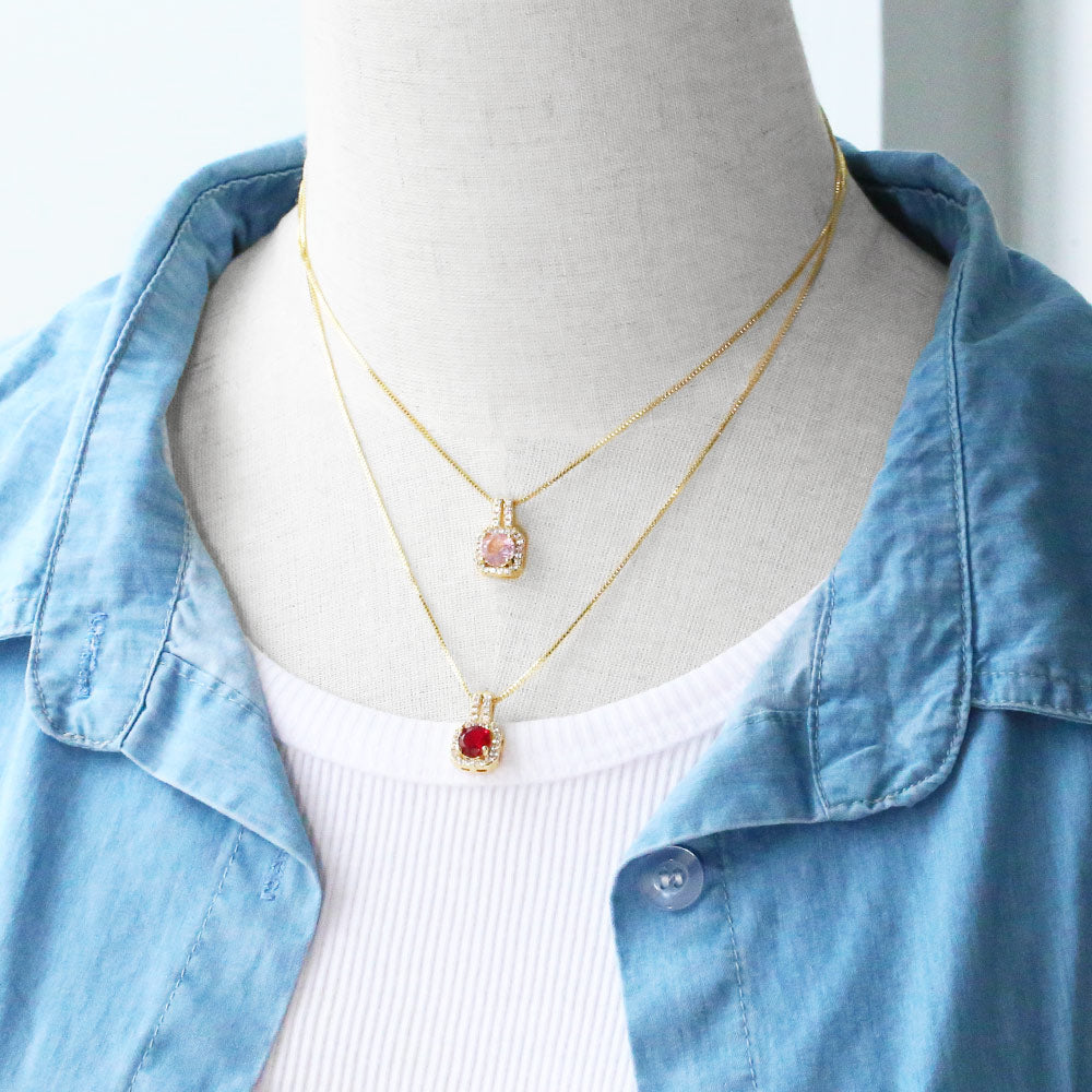 Simple Style Streetwear Square Copper Plating Inlay Zircon 18K Gold Plated Pendant Necklace
