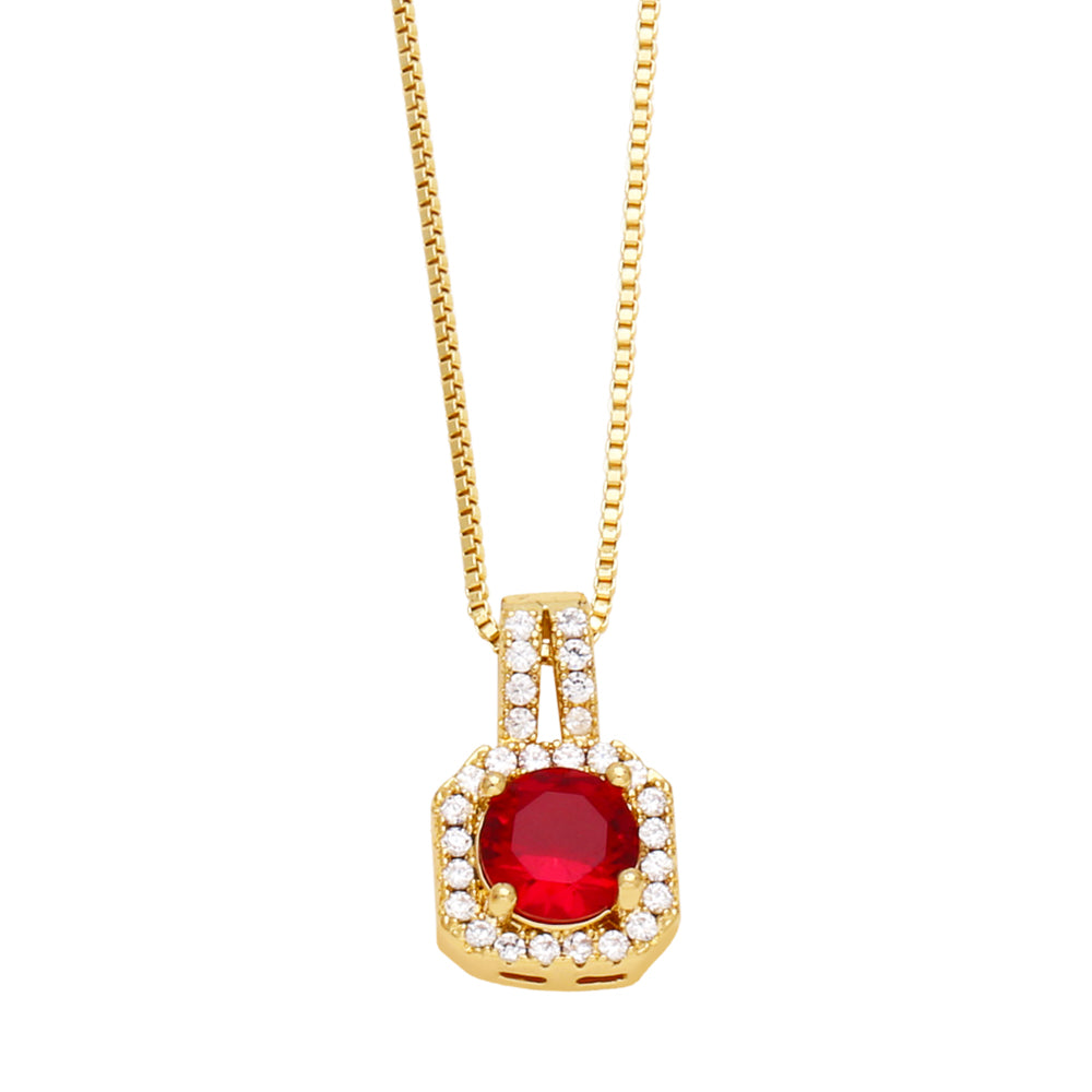 Simple Style Streetwear Square Copper Plating Inlay Zircon 18K Gold Plated Pendant Necklace
