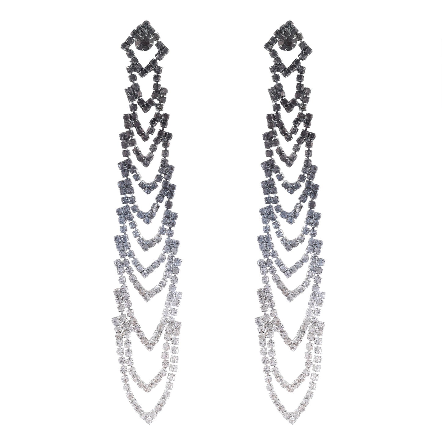 Lady Streetwear Geometric Tassel Rhinestone Drop Earrings, pack of 2 pairs