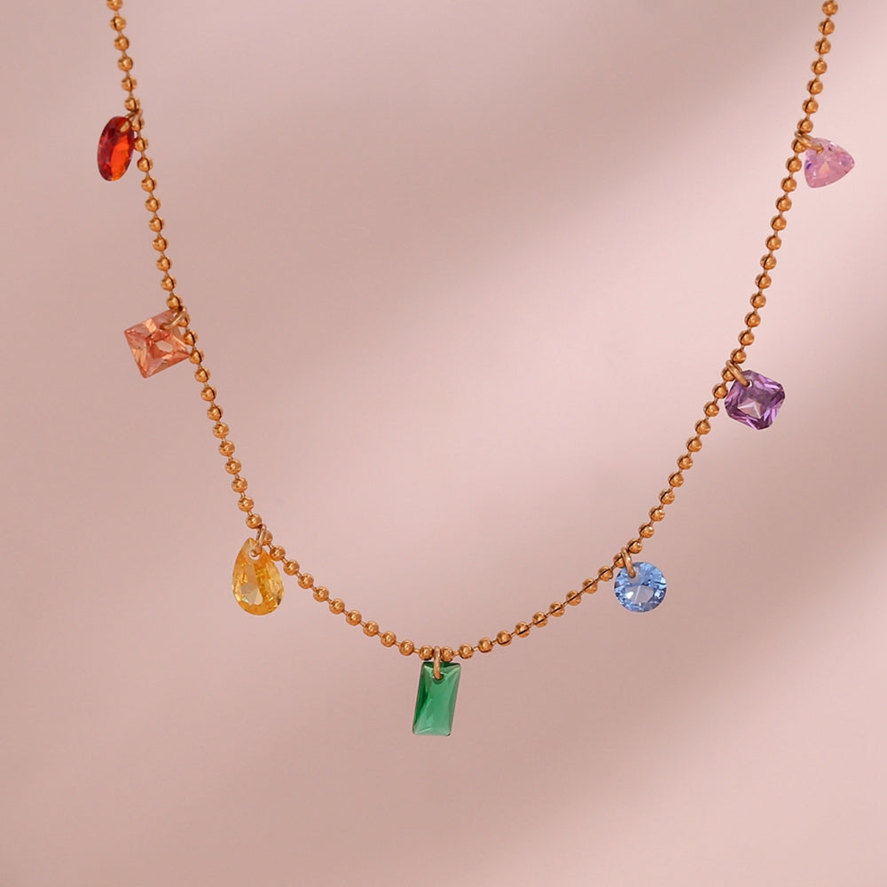 Sweet Stainless Steel Inlay Zircon Necklace, Bracelet and Anklet