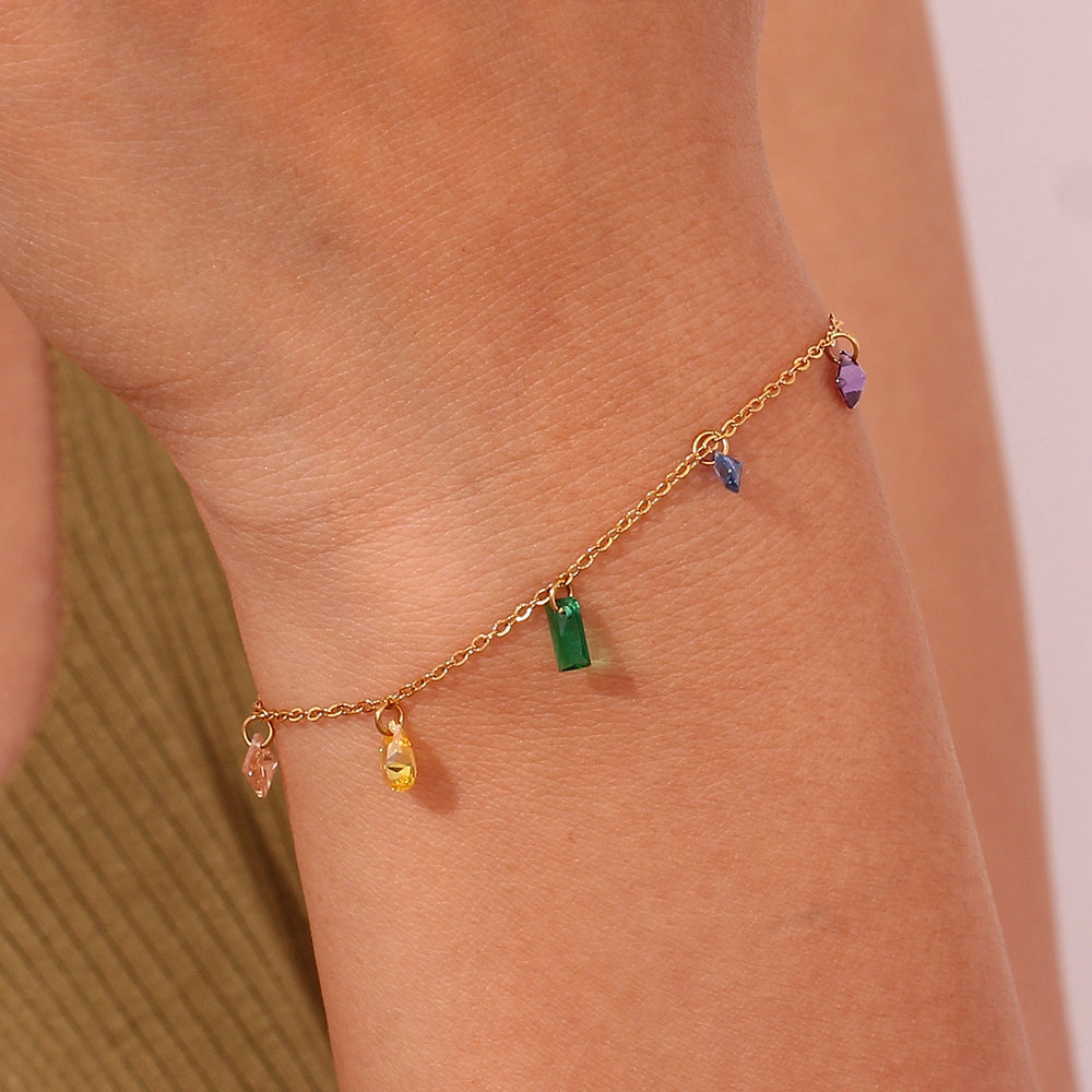 Sweet Stainless Steel Inlay Zircon Necklace, Bracelet and Anklet
