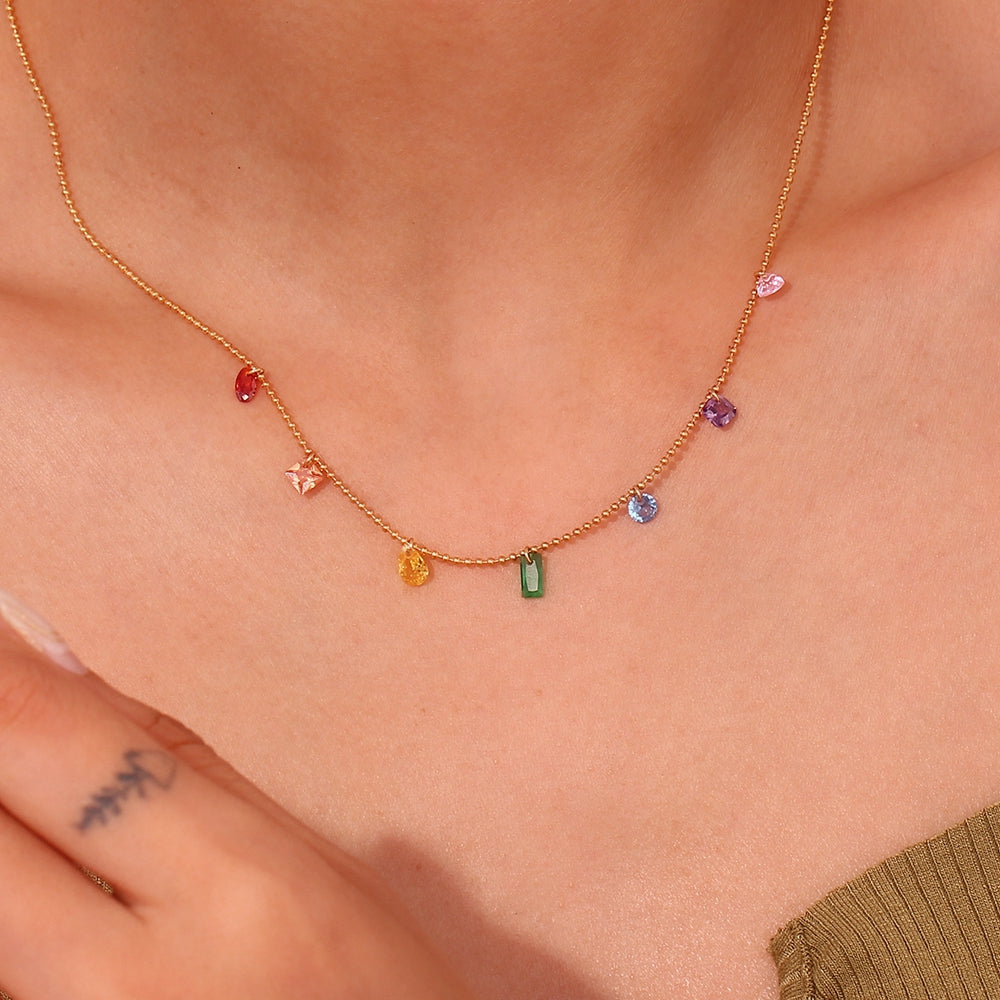 Sweet Stainless Steel Inlay Zircon Necklace, Bracelet and Anklet