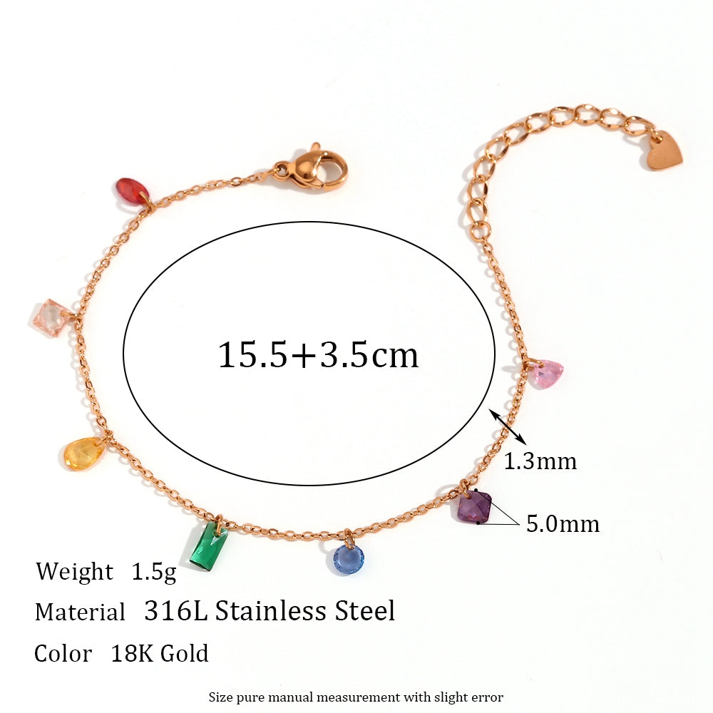 Sweet Stainless Steel Inlay Zircon Necklace, Bracelet and Anklet
