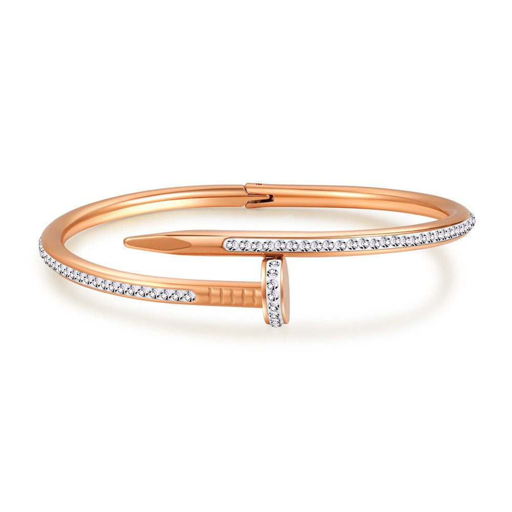 Titanium Steel Plating Inlay Zircon 18K Gold Plated Bangle