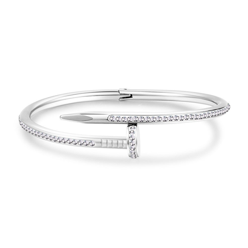 Titanium Steel Plating Inlay Zircon 18K Gold Plated Bangle