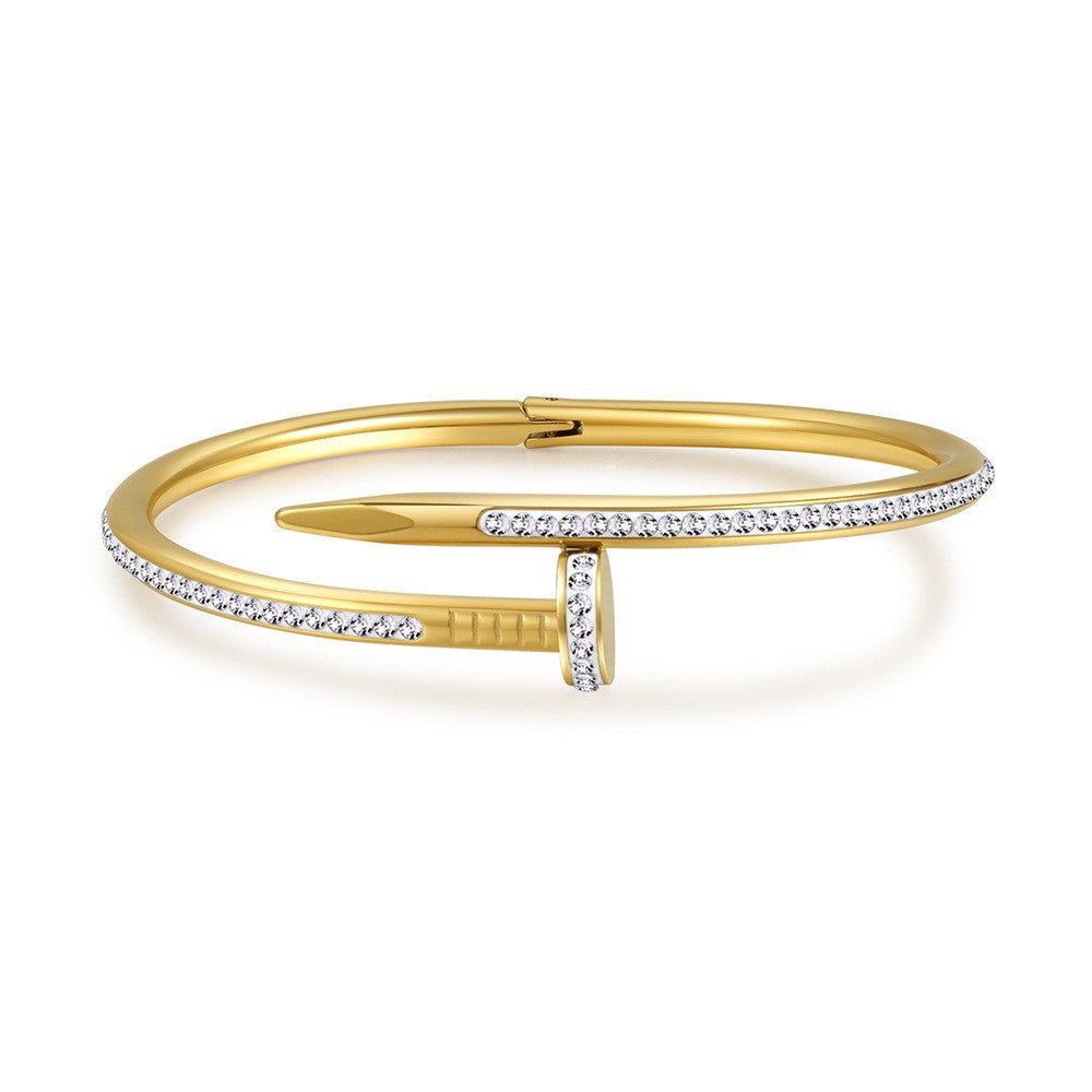 Titanium Steel Plating Inlay Zircon 18K Gold Plated Bangle