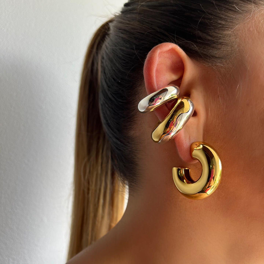 Titanium Steel 18K Gold Plated Ear Cuffs