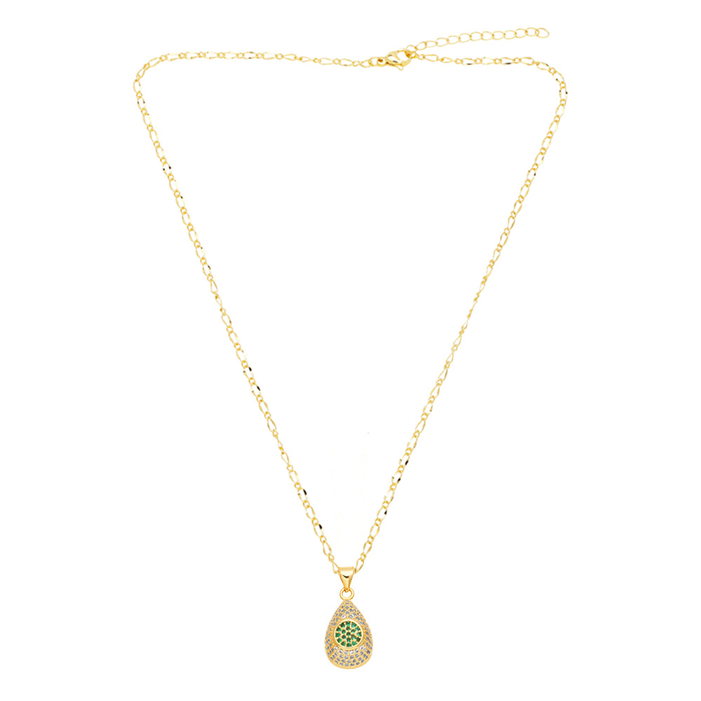 Water Droplets Stainless Steel Copper 18K Gold Plated Zircon Pendant Necklace
