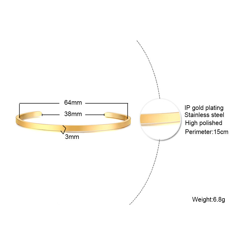 Elegant Lady Stainless Steel 18K Gold Plated Bangle