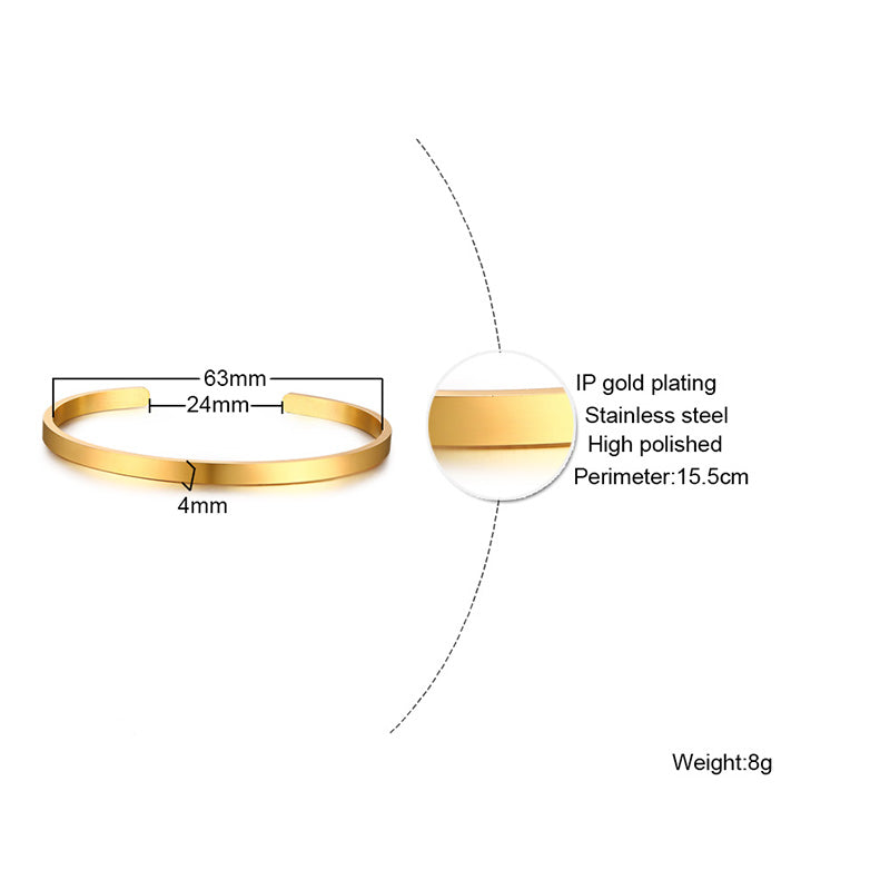 Elegant Lady Stainless Steel 18K Gold Plated Bangle