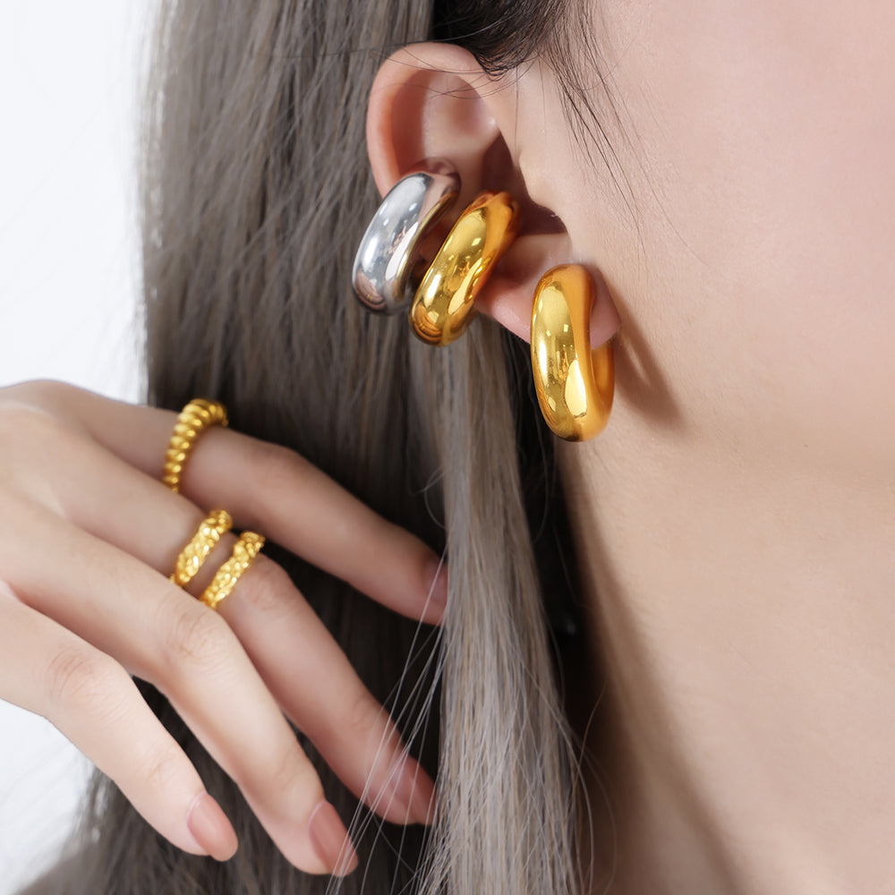 Titanium Steel 18K Gold Plated Ear Cuffs