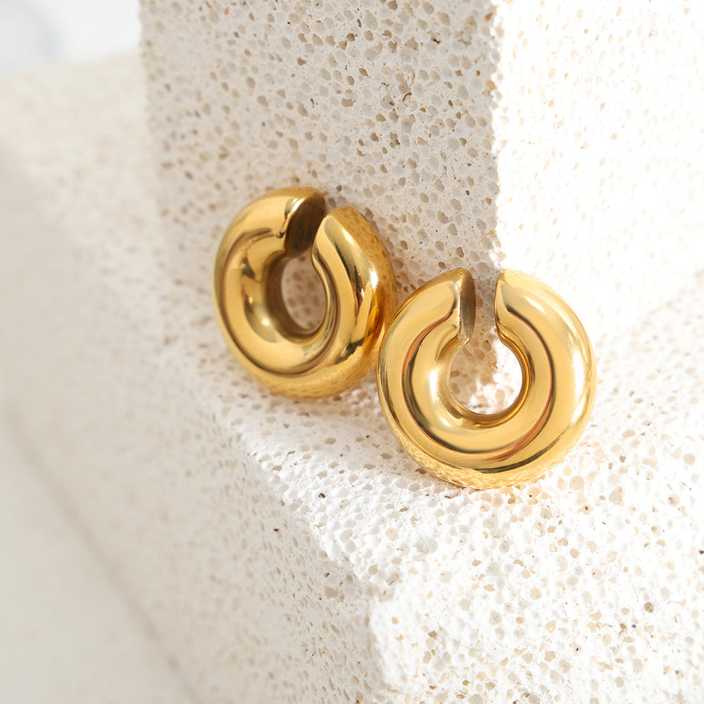 Titanium Steel 18K Gold Plated Ear Cuffs