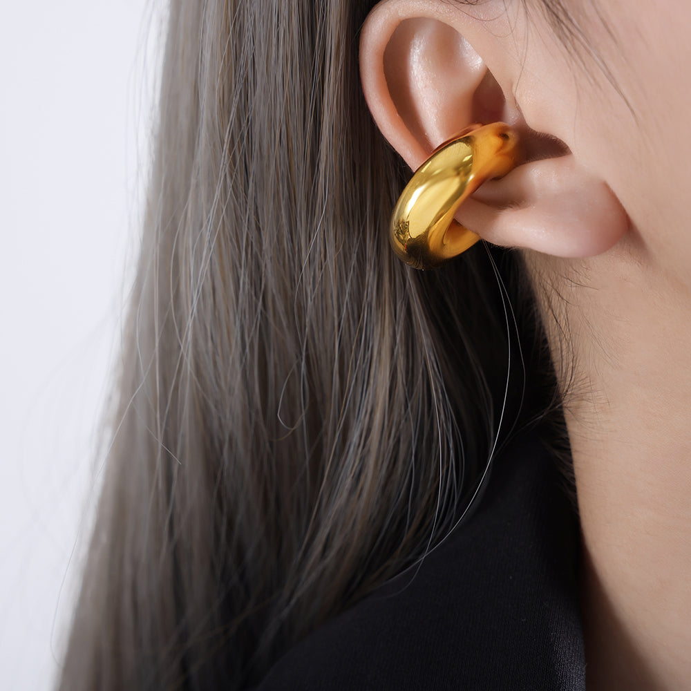 Titanium Steel 18K Gold Plated Ear Cuffs