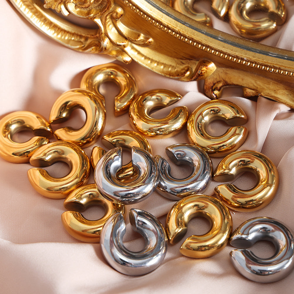 Titanium Steel 18K Gold Plated Ear Cuffs