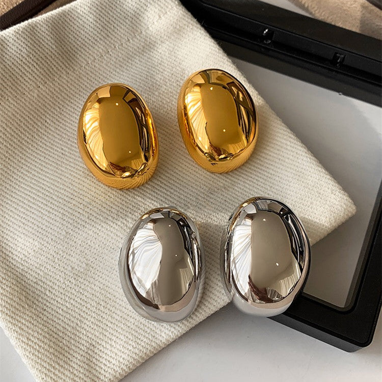 Simple Style Oval Metal Ear Studs