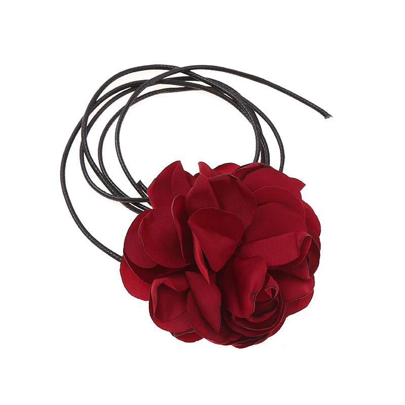 Elegant Women's Necklace with Cloth Flower