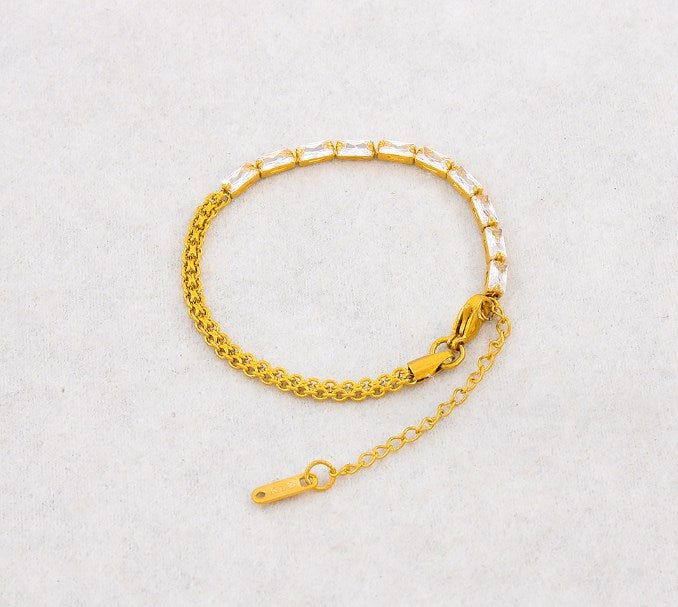 Modern Style Stainless Titanium Steel Bracelet with Inlay Artificial Gemstones